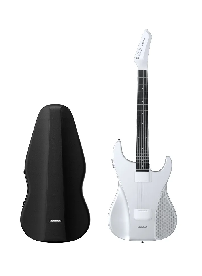 Smart Electric Travel Guitar with Silicone Strings and Detachable Fretboard (Built-in Speaker, MIDI Support, 6-String) gd0zj