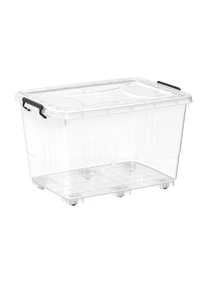 Cosmoplast Storage Box with Wheels and Lockable Lid (Clear, 82 L) 71vfl