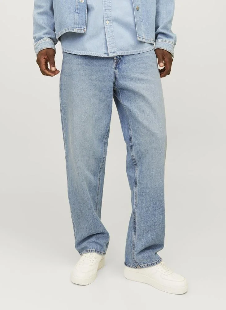 Jack & Jones Relaxed Fit Denim Jeans Light Wash Premium Cotton Casual Wear (Blue, 32W x 32L) c5tbp