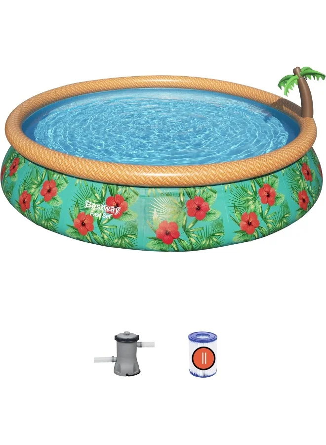 Bestway Fast Set Paradise Palm Inflatable Pool (Premium PVC, 457x84 cm) 8w3sb