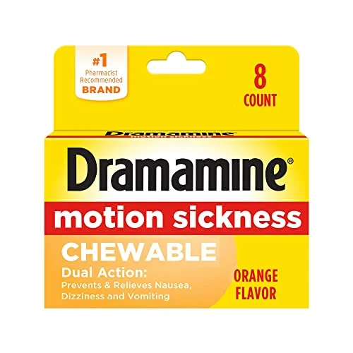 Motion Sickness Relief Chewable Tablets (Orange Flavor, 8 Count) b8k0j