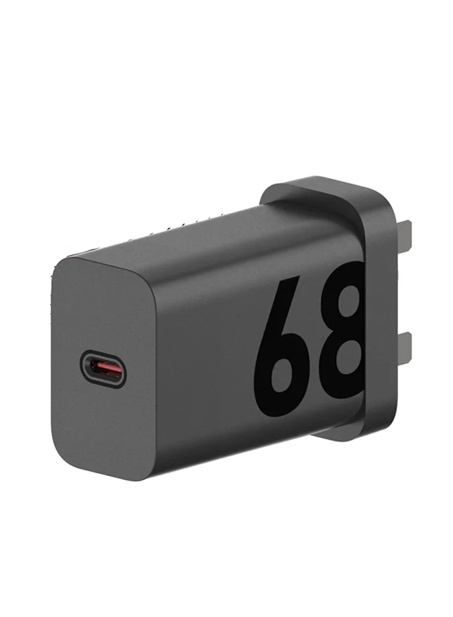 Premium 68W USB-C Fast Wall Charger with 100cm 6.5A Data Cable (Black) 3tzrn