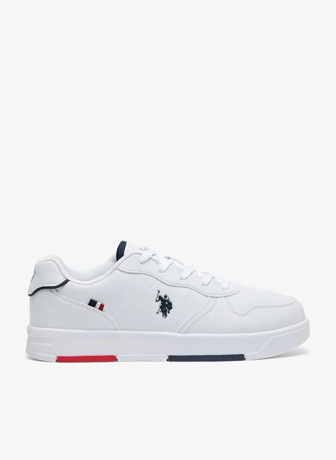U.S. Polo Assn. Men's Low-Top Sneakers Premium Minimalist Casual Shoes with Red and Blue Accents (White, 42 EU) d2kmv