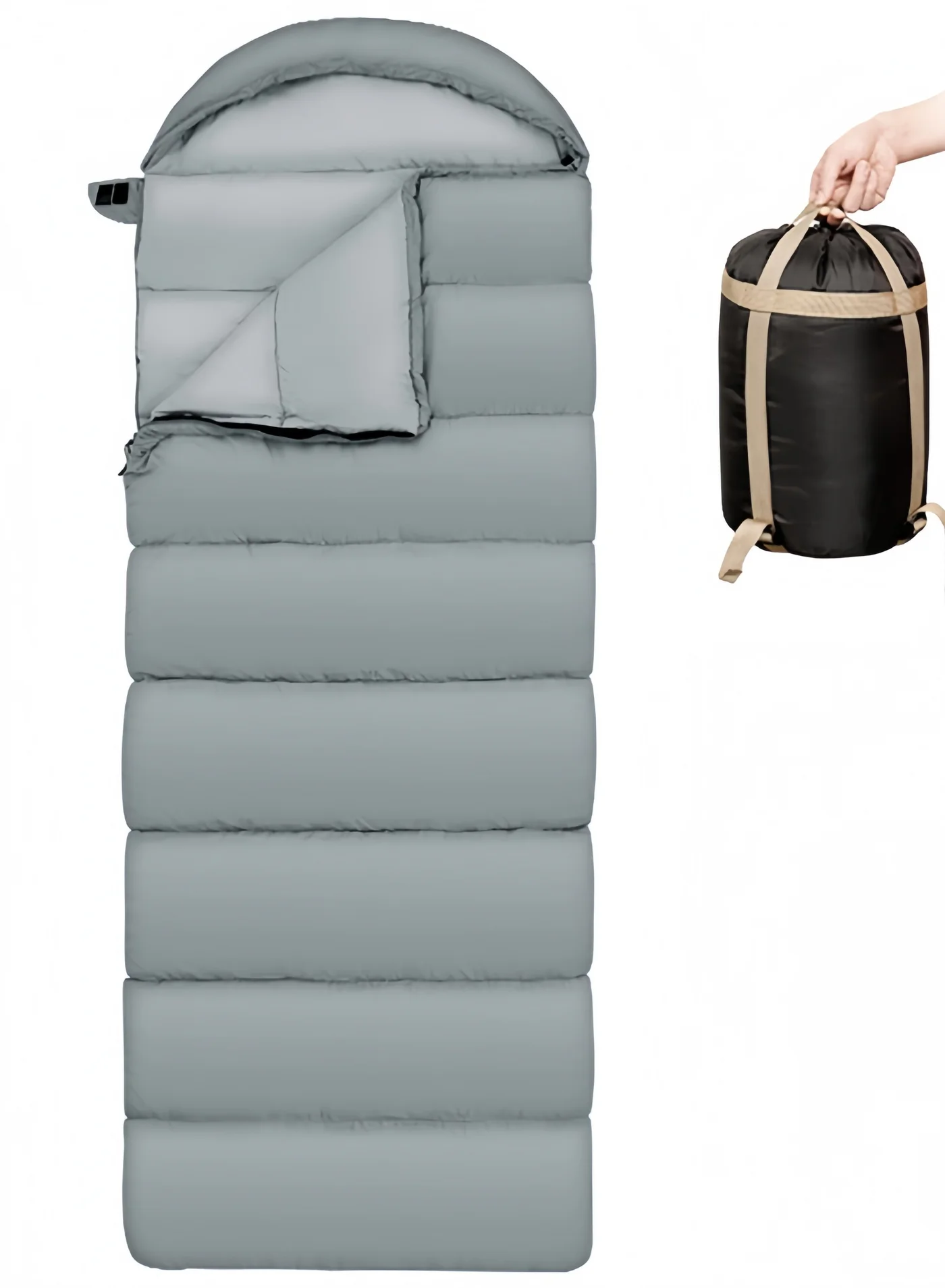 GGEROU Single Camping Sleeping Bag Premium All-Season Lightweight Thermal Bedding for Outdoor Hiking (Grey, 2.4kg) p41o2