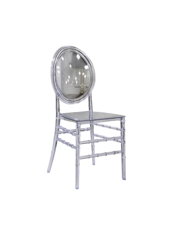 Premium Transparent Ghost Dining Chair with Vintage Oval Backrest, Modern Clear Acrylic Accent Chair for Living Room and Balcony (Clear, 1 Piece) 3hf8g