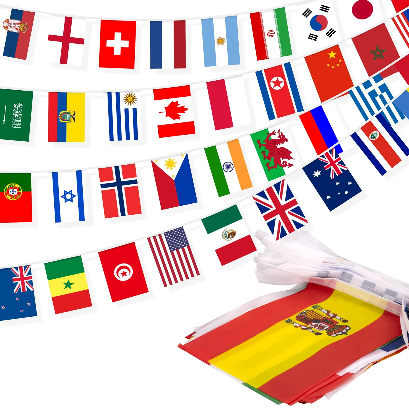 MVPRING International String Flag Banner 100 Countries Decorative Bunting for Sports Events and Classrooms (25 Meters) s57wb