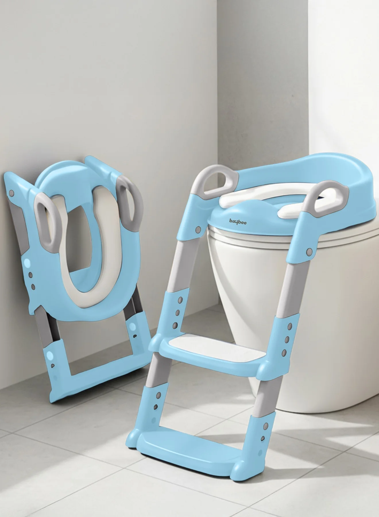BAYBEE Baby Potty Training Seat with Ladder and Handle (Blue, 1 Pack) zmtmw