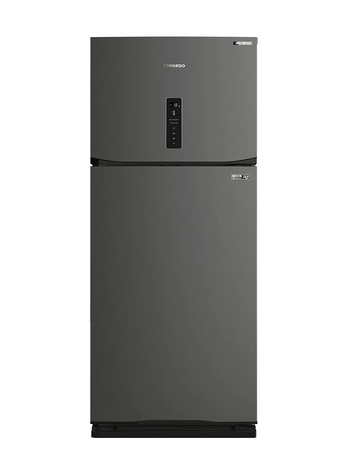TORNADO Double Door Refrigerator with J-Tech Inverter Technology and Hybrid Cooling System (Dark Stainless Steel, 450 L) jv90t