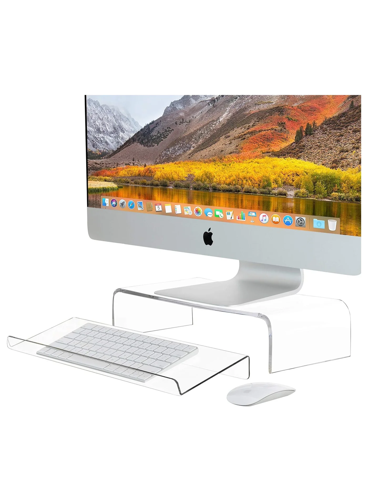 TPGP Acrylic Monitor Riser and Keyboard Stand Ergonomic Desk Organizer (Clear, 50 cm) naybg