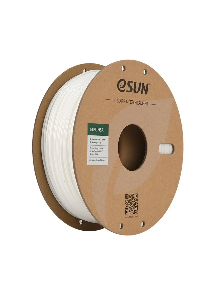eSUN eTPU-95A Flexible 3D Printing Filament Premium High-Elasticity Material (White, 1 kg) d9cam