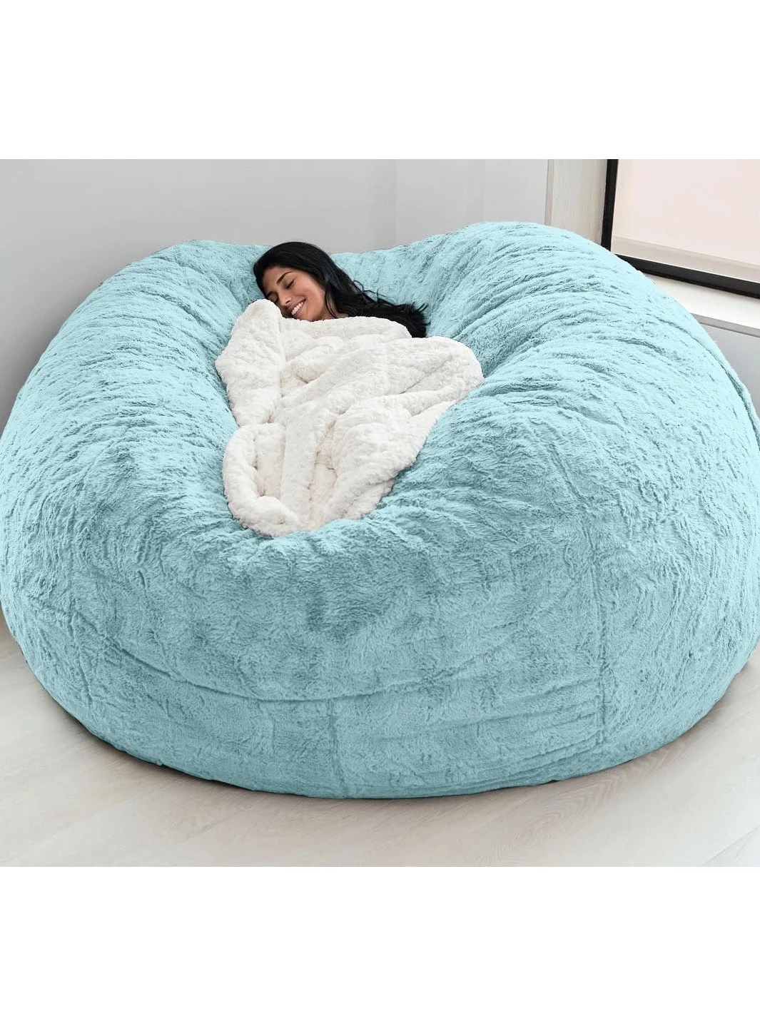 Arabest Giant Bean Bag Cover Premium Velvet Lazy Sofa for Adults (Sky Blue, 150x75cm) b5de0