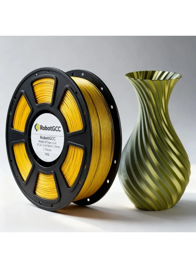 Robotgcc Silk PLA 3D Printer Filament Dual Color Metallic Gradient (Black Gold, 1.75mm, 1kg) kjcfe