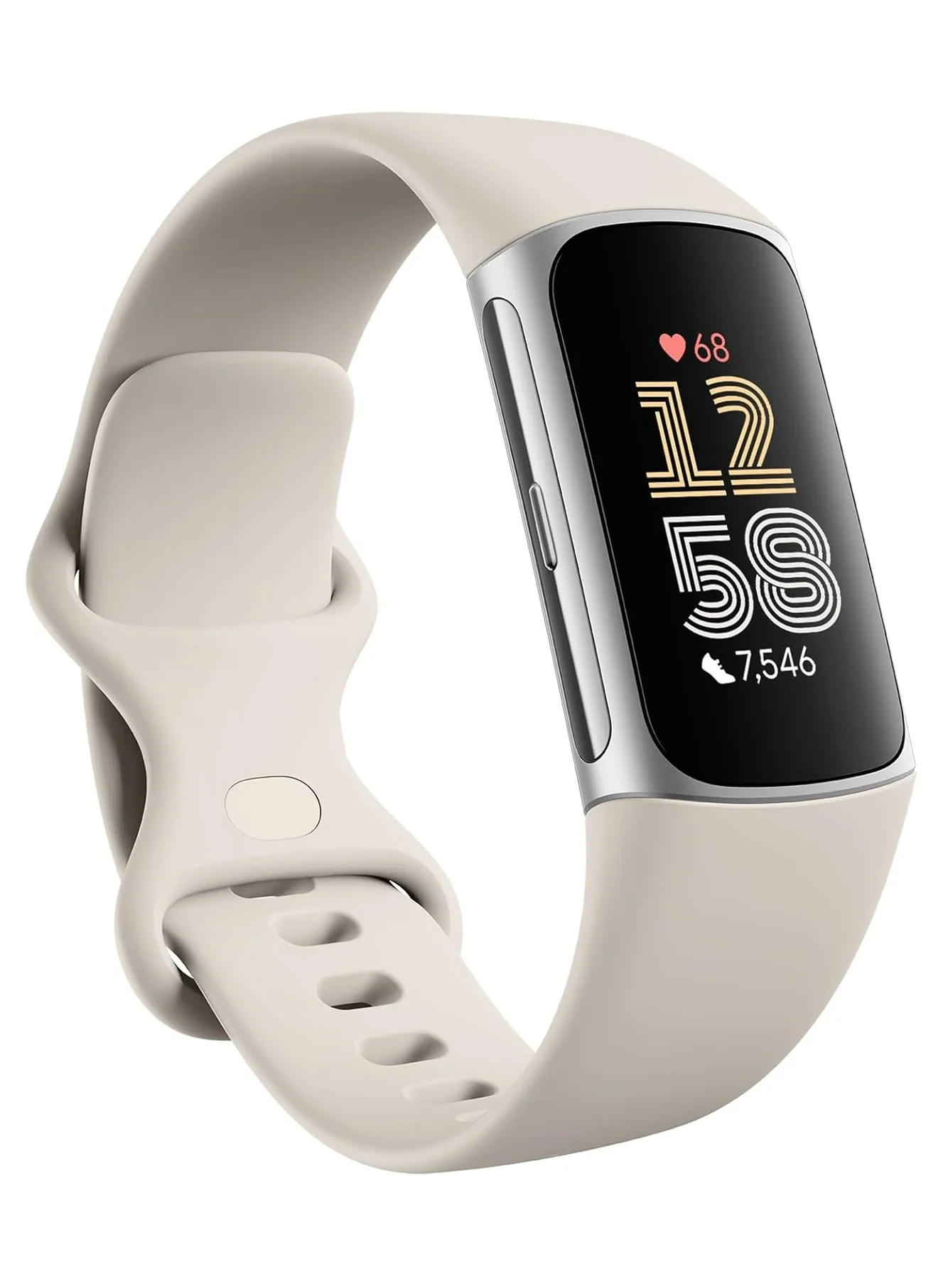 Premium Fitness Tracker with Integrated GPS and Heart Rate Monitoring (Porcelain/Silver, One Size) y0uz2
