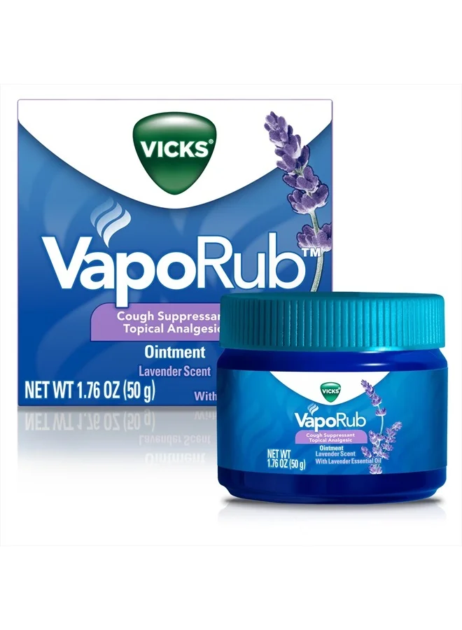 Vicks Lavender Scent Topical Chest Rub and Analgesic Ointment for Cough Relief (50 g) p0ky3