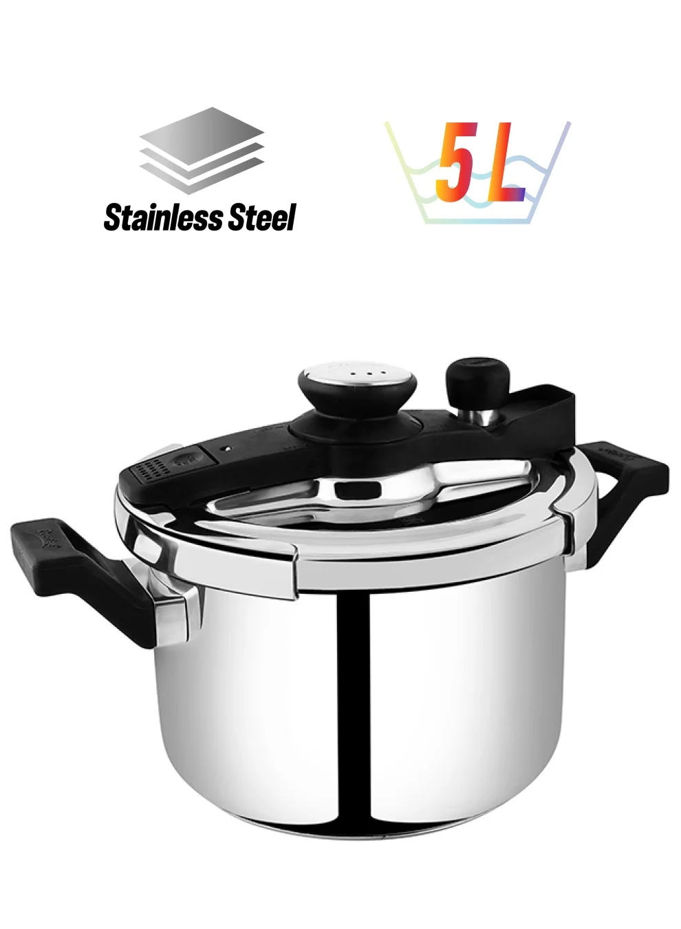 Premium Stainless Steel Pressure Cooker with Extra Glass Lid (5 L) 58p4e