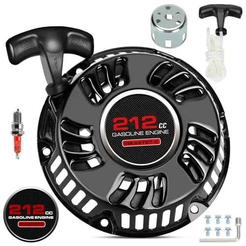 SHIQINHA Pull Start Recoil Assembly for 196cc 212cc Engines Mini Bike Go Kart Generator (Heavy-Duty, Includes Pulley Cup) bthue