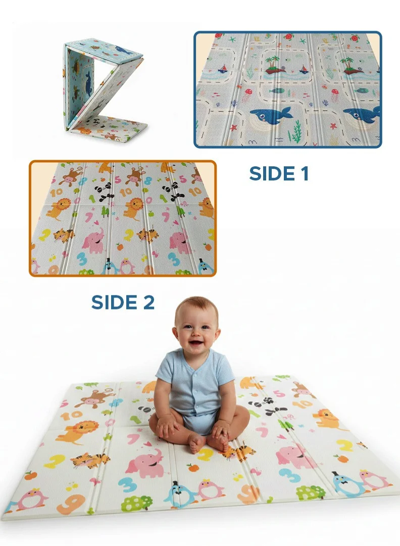 PEAKY KIDS Extra Thick Foldable Baby Play Mat Waterproof Crawling Floor Pad (200x180x1.5 cm) j7edd