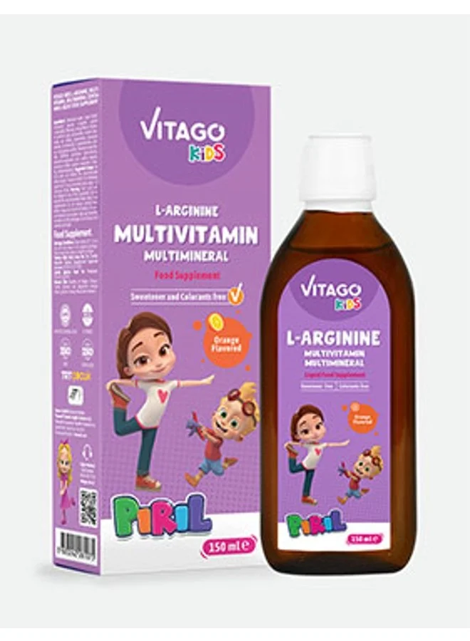 VITAGO Kids Multivitamin Growth Support Syrup with L-Arginine (Orange Flavor, 150 mL) 2j8yh