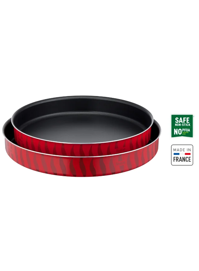 Premium Non-Stick Aluminum Kebbe Baking Dish Set (Red, 34 cm and 38 cm) ix8tv