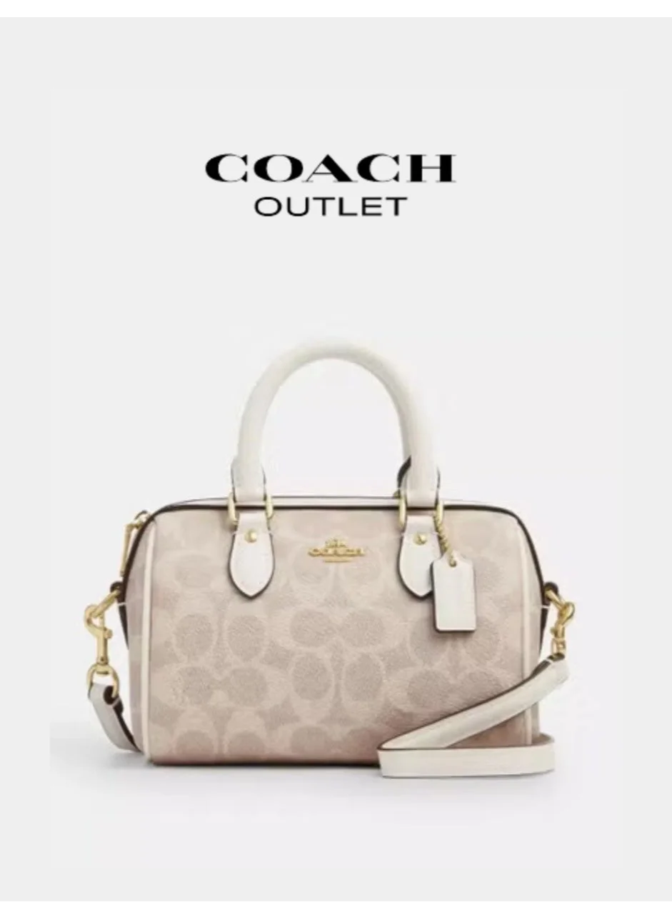 Premium Signature Canvas Mini Satchel Bag, Elegant Shoulder Handbag for Women (Beige, 19cm) 5aveb