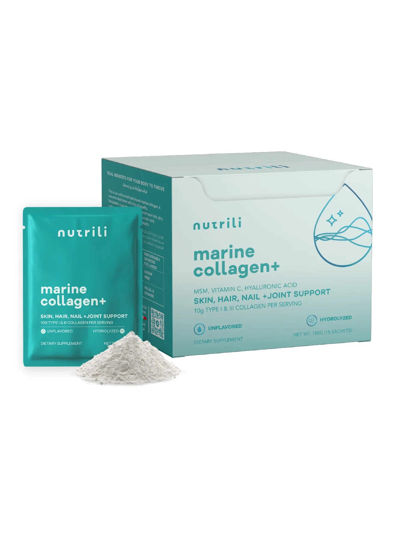 Nutrili Marine Collagen Powder Supplement with MSM Hyaluronic Acid and Vitamin C (300g) 5cj4d