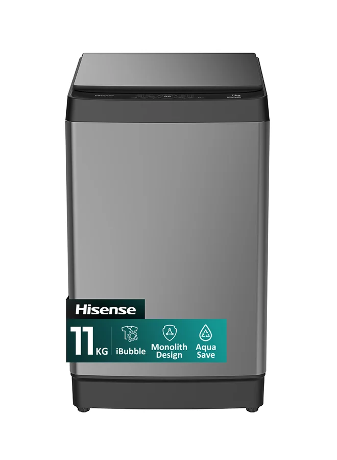 Hisense 11kg Top Loading Washing Machine with iBubble Clean and Aqua Save Technology (Titanium Gray, 11kg) nqzfg