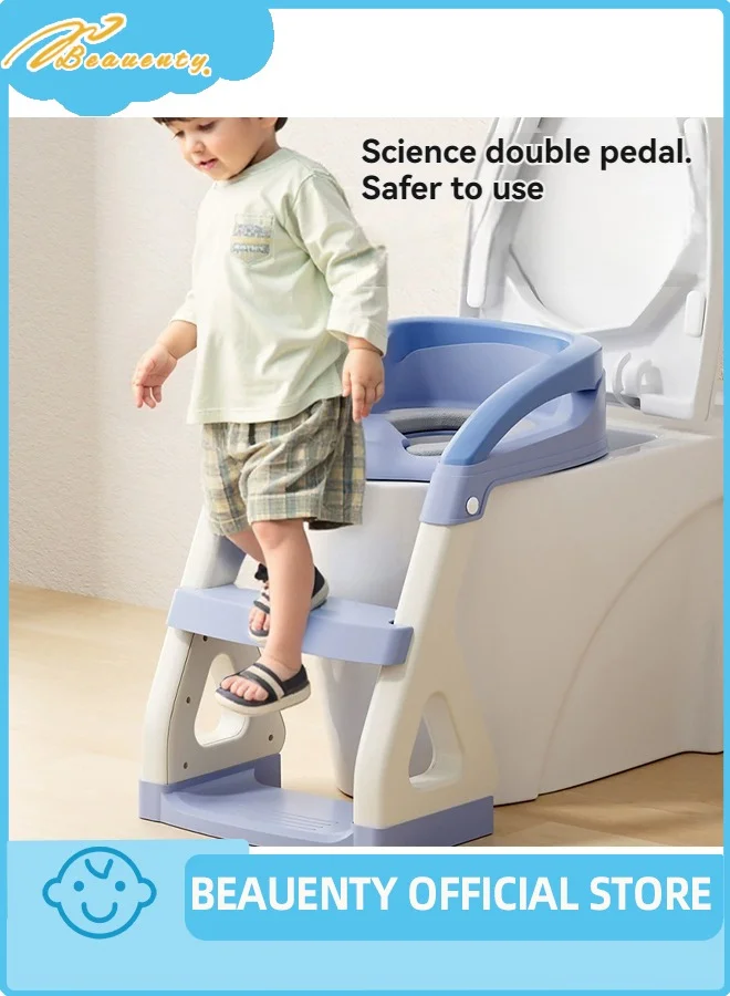 Beauenty Foldable Toilet Training Seat with Adjustable Step Stool Ladder (Toddler Potty Trainer, Non-Slip Design) ywwp1