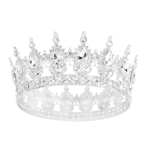 Premium Rhinestone Queen Crown for Women Elegant Bridal Tiara for Wedding Party and Birthday Celebrations (Gold, One Size) o7nxq