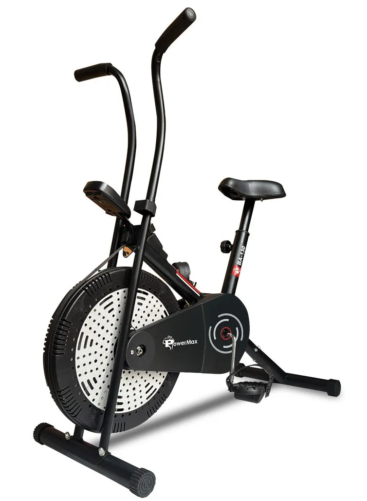 Premium Air Bike Exercise Cycle for Home Gym Workout with 1.5kg Flywheel and Adjustable Seat (Black, 120kg Capacity) 2xlwn
