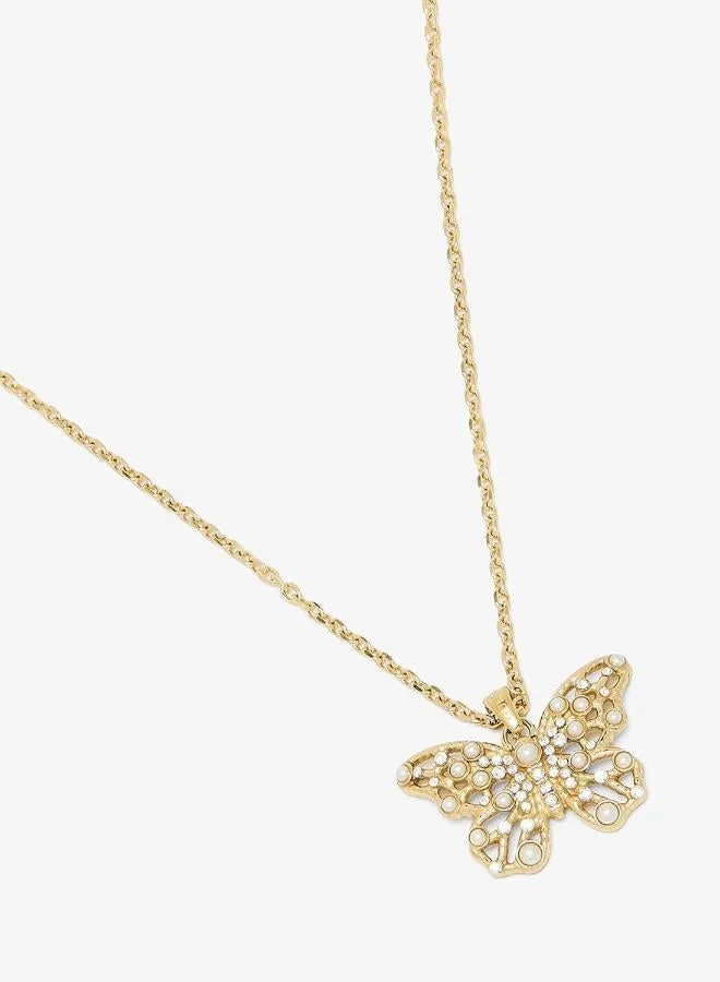 Premium Butterfly Pendant Necklace Adjustable Chain (16-18 Inch) w9nmg