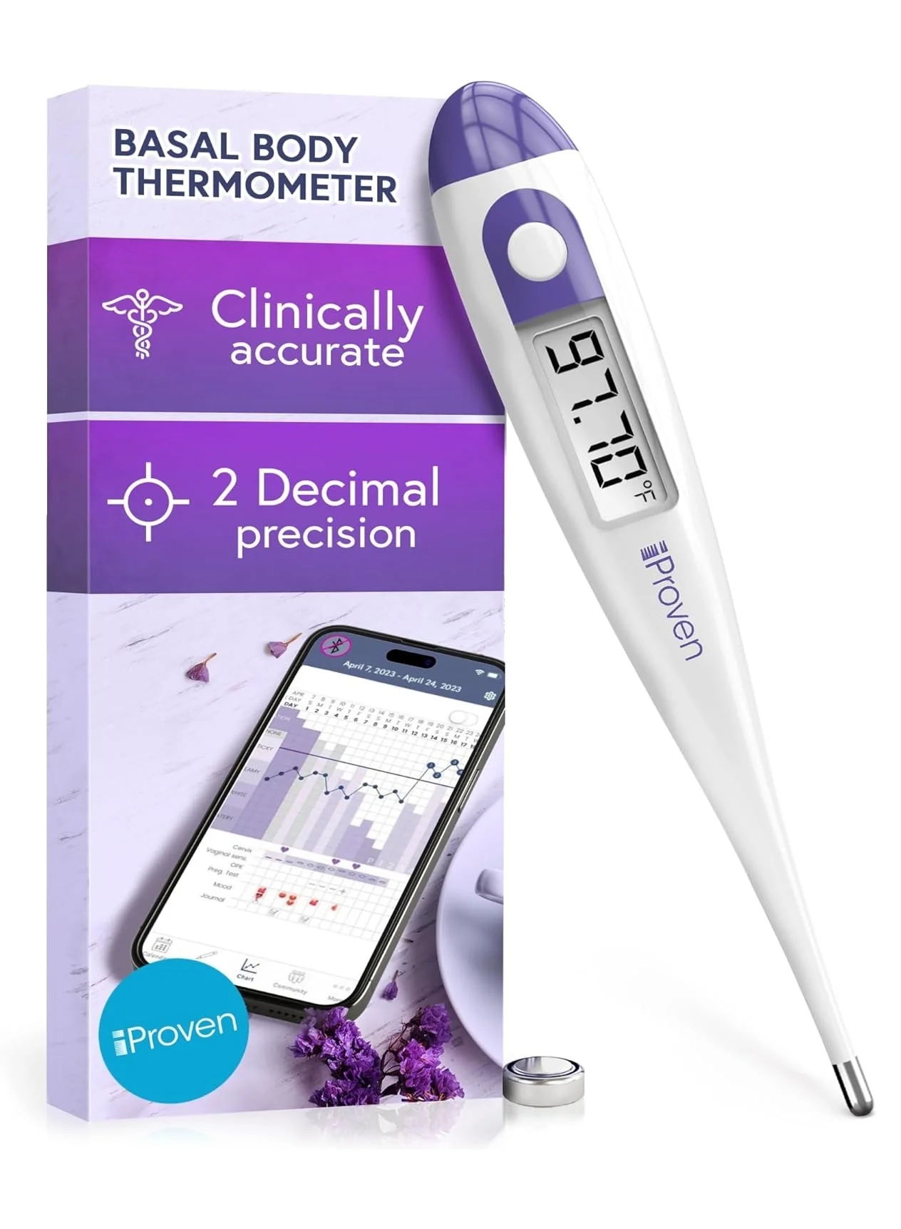 iProven Digital Basal Body Thermometer High Precision Ovulation Tracking Device (1 Piece) tsx4n