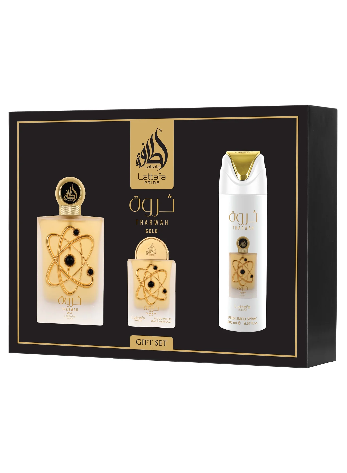 Lattafa Pride Tharwah Gold Fragrance Gift Set (3 Piece, Premium Collection for Women) ea3pb