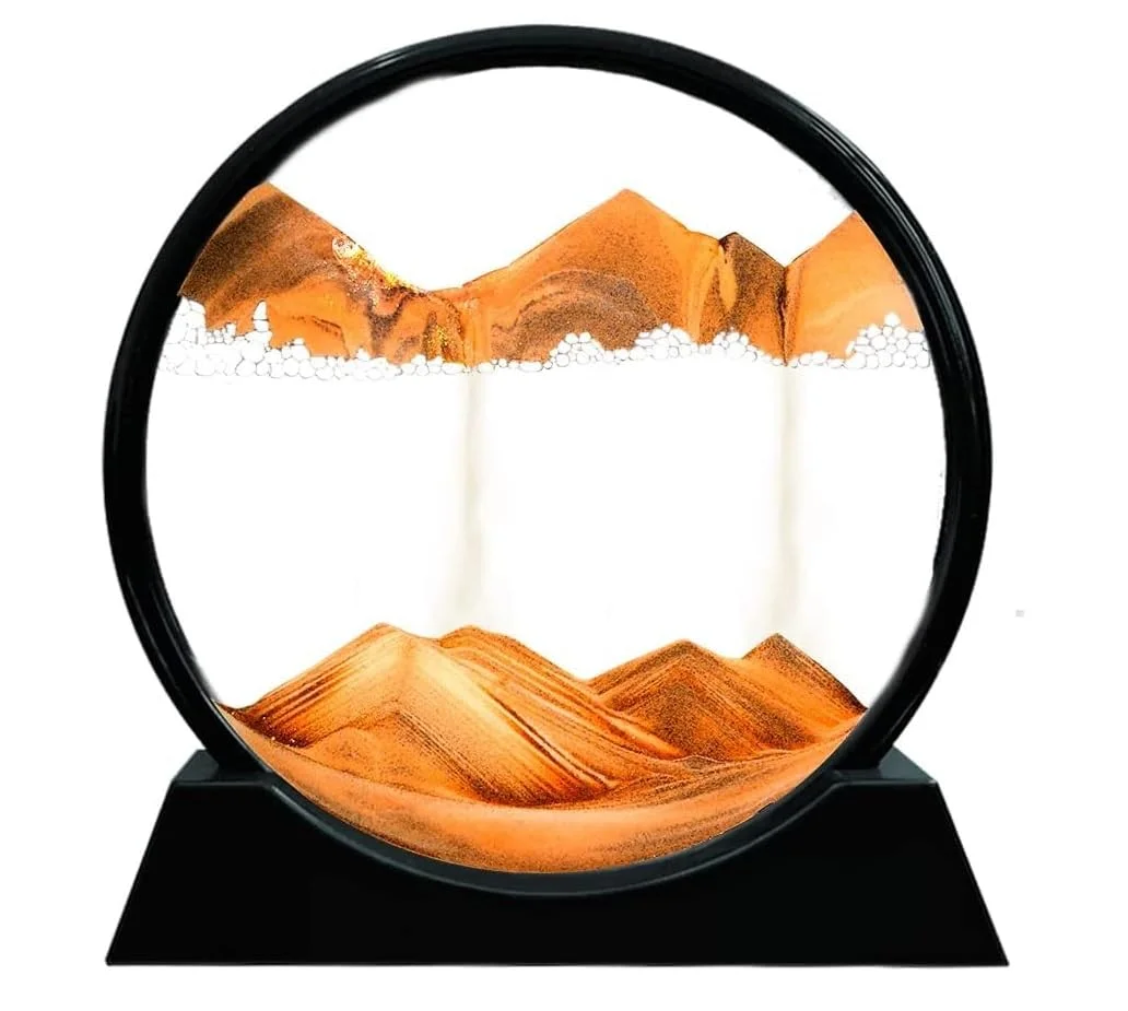 Awestuffs Moving Sand Art 3D Landscape Decor Glass Frame (Orange, 18 cm) k3mox