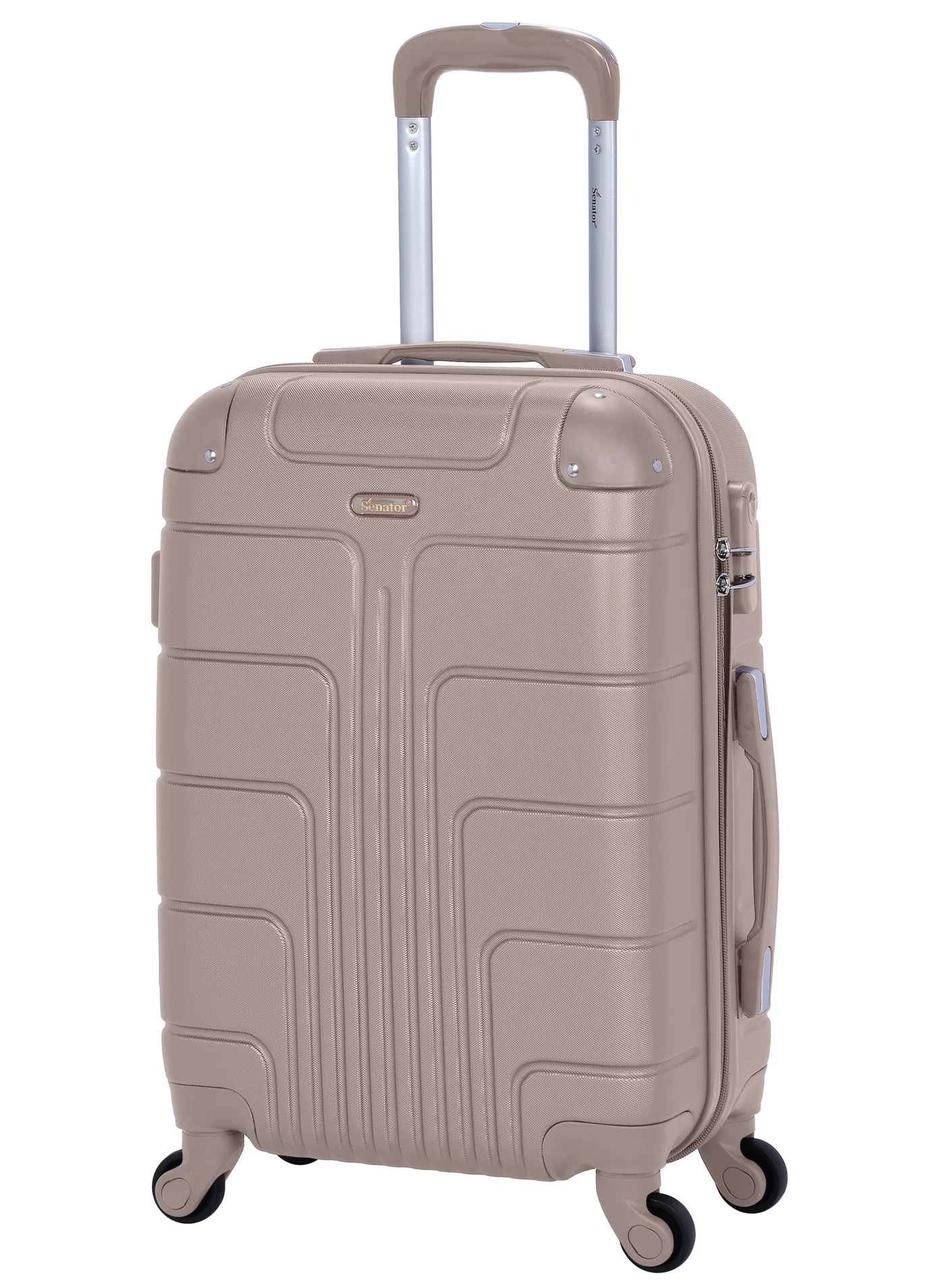 SENATOR Hard Case Cabin Luggage Trolley Lightweight Travel Suitcase with 4 Spinner Wheels (Khaki, 55 cm) uq9a3