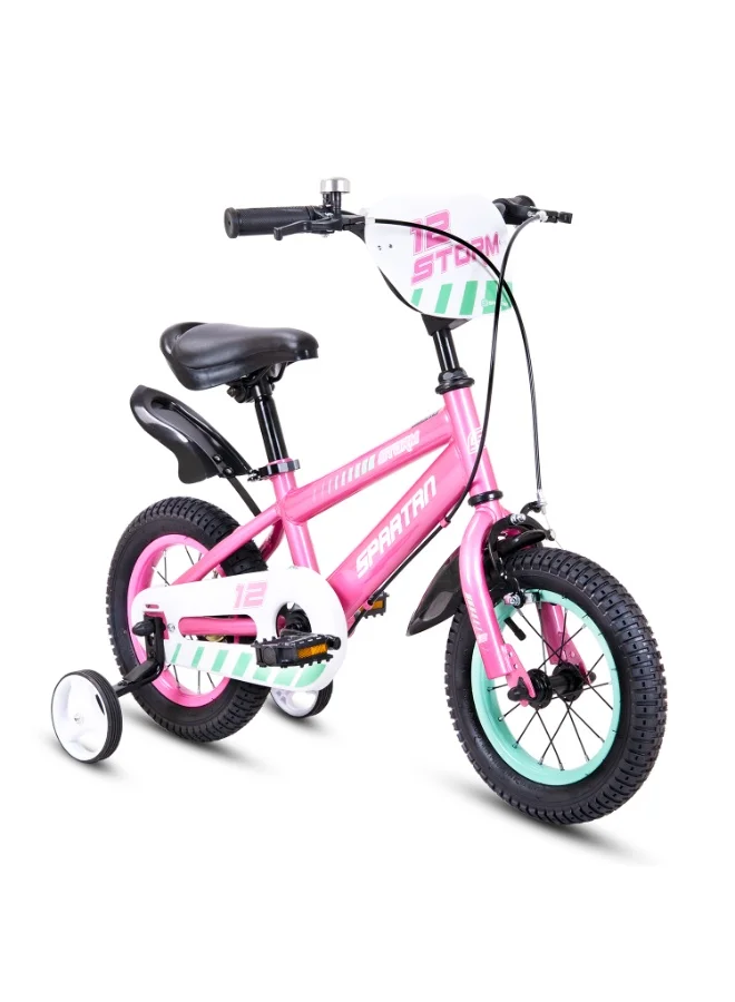 Spartan Storm Kids Bicycle with Removable Training Wheels and Steel Frame (Pink, 30 cm) b9cpw