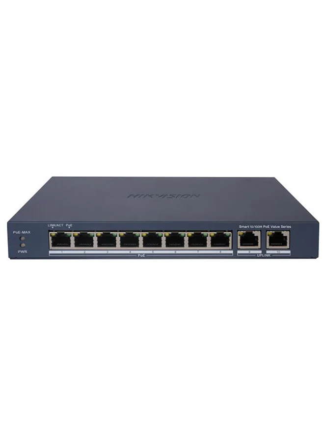 Premium 8-Port Fast Ethernet Smart PoE Switch with 2 Gigabit Uplink Ports (60W Power Budget, 300m Long Range, Blue) t3w4t