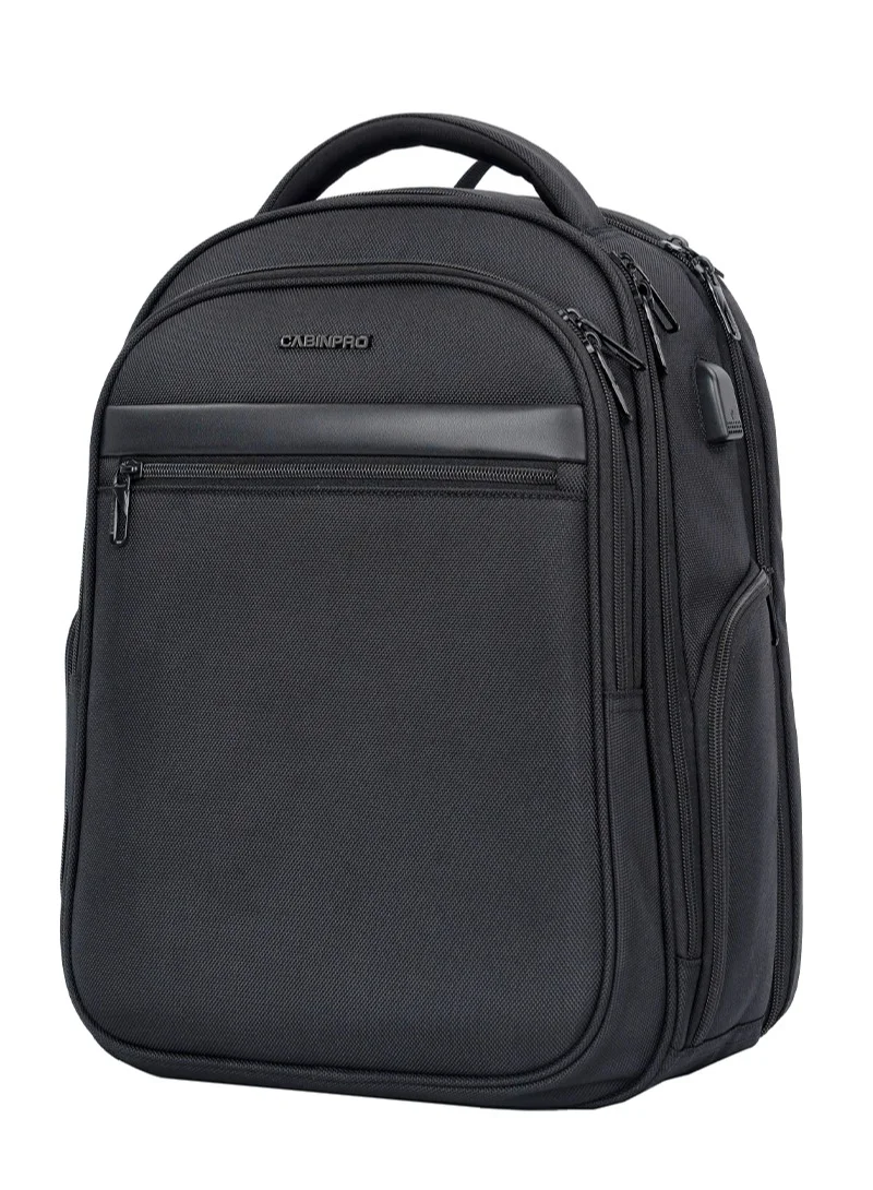 CABINPRO Premium Water Resistant Backpack with USB Charging Port (Black, 45 cm) 4drj3