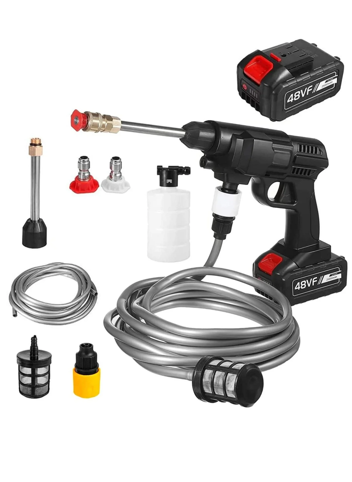 TIGER Cordless Portable High Pressure Washer 200W Electric Cleaning Machine (30 Bar, Rechargeable Lithium Battery, Foam Generator, 1 Set) 8a8or