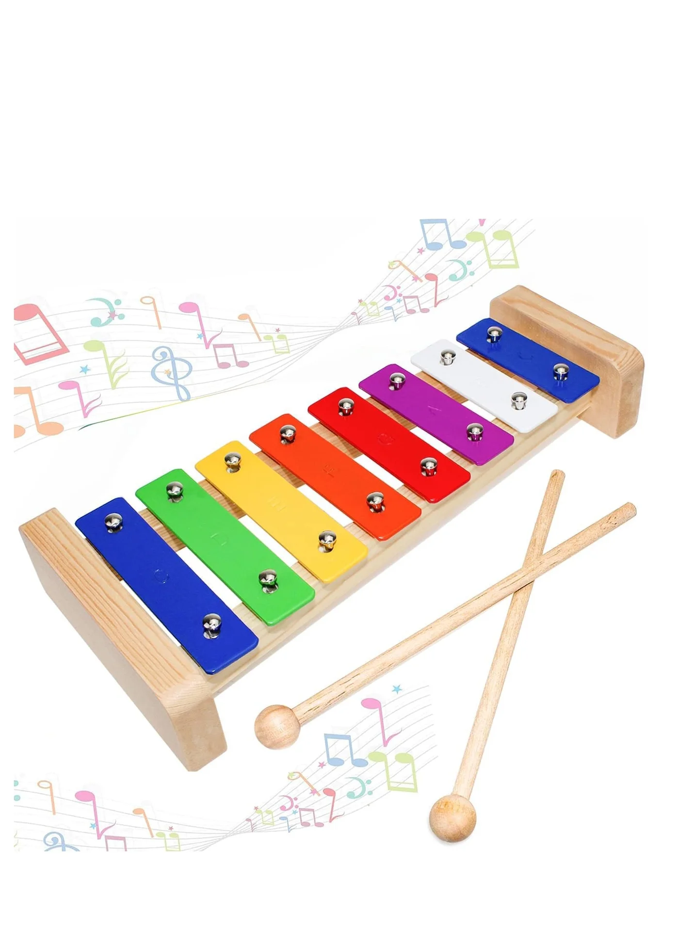 Megarya 8-Note Wooden Xylophone Glockenspiel Musical Instrument with 2 Mallets (C Major Scale, Kids) mbz55