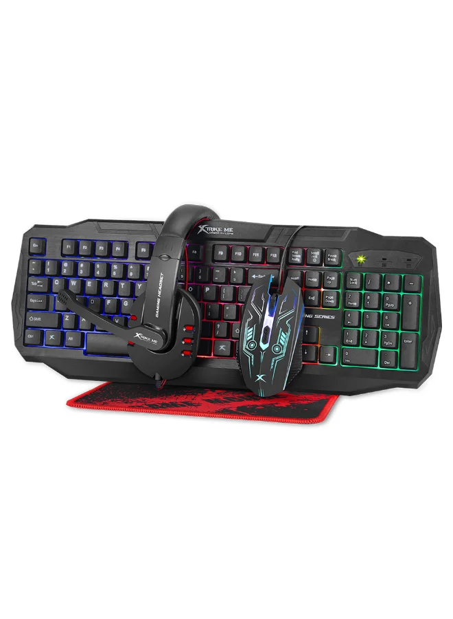 XTRIKE ME 4-in-1 Gaming Combo Wired Keyboard Mouse Headset and Mousepad Set for PC Gaming qodz2