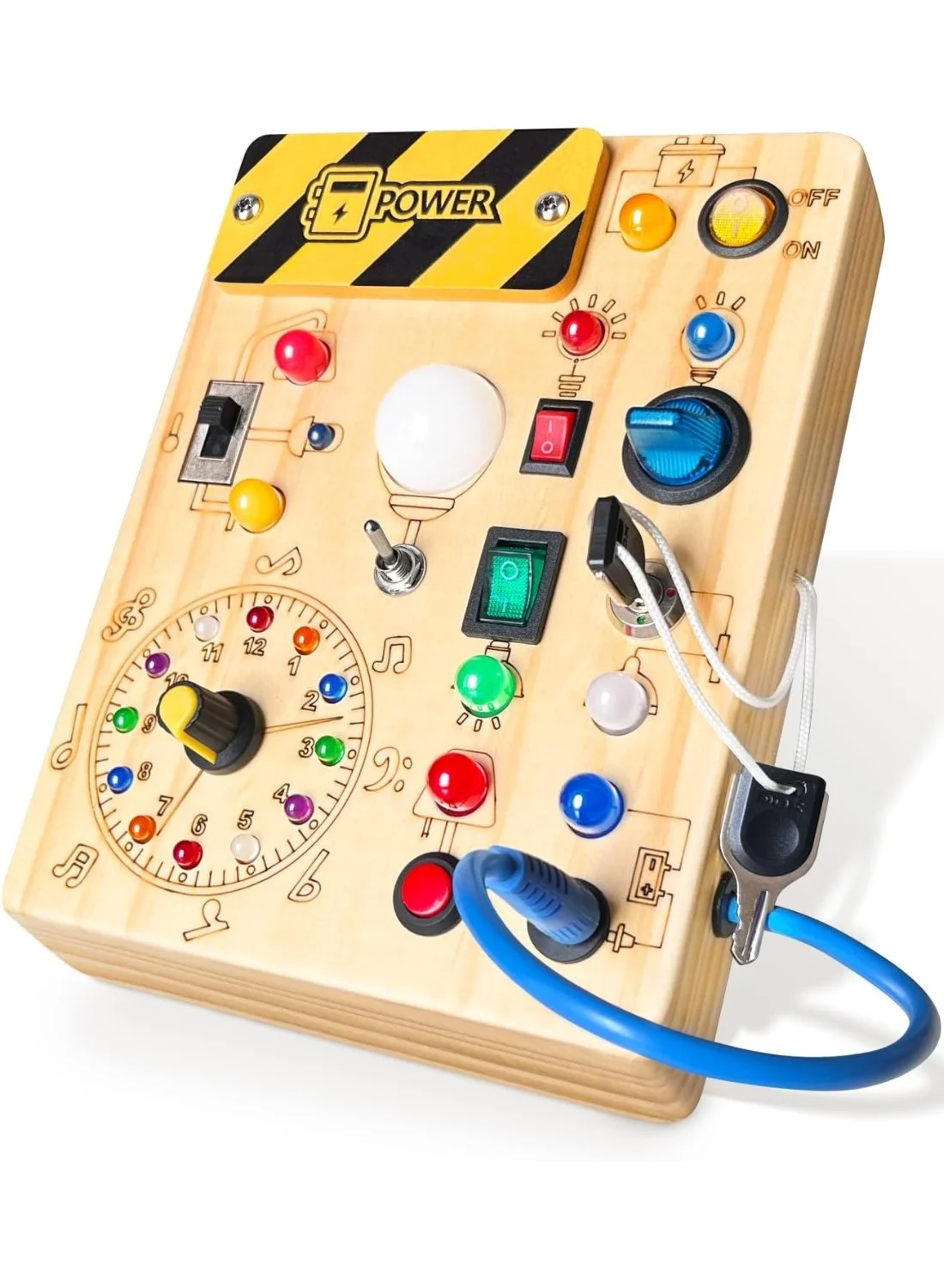 LIMOS Montessori Busy Board Wooden Sensory Activity Toy for Toddlers (Yellow, Medium) qhwjf
