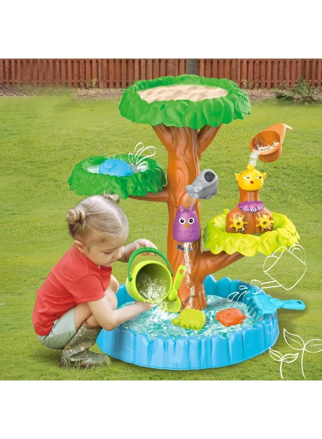 XICEN Sand and Water Table for Kids 4-Tier Tree Shaped Outdoor Activity Station with Bucket and Shovel (Multicolor, 1 Set) bztcp