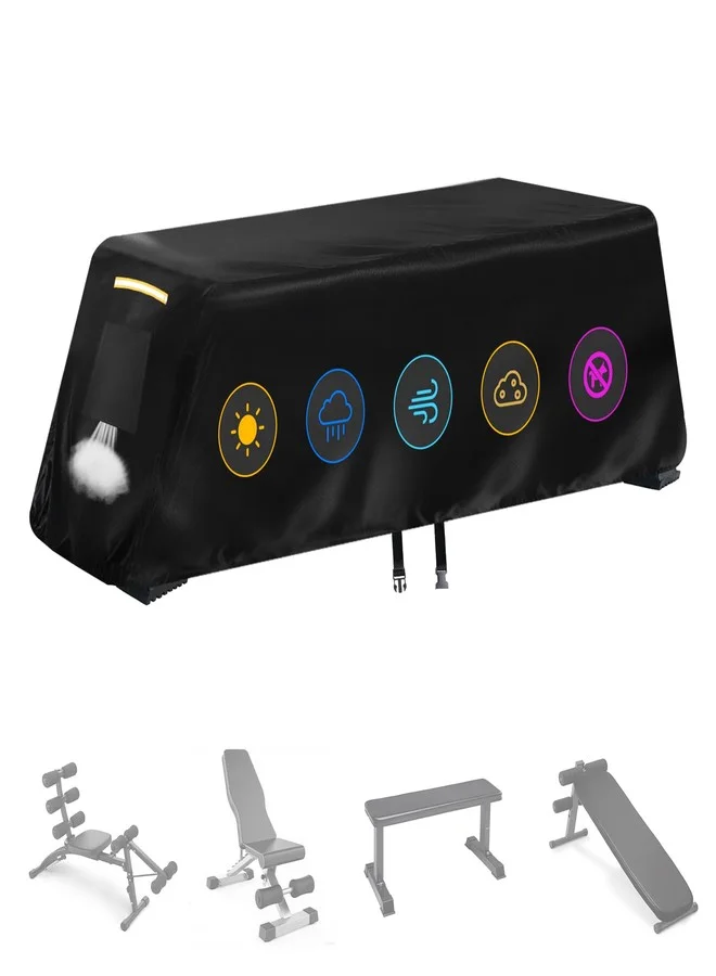 GRABADO Exercise Bench Cover Heavy Duty 420D Oxford Waterproof Protective Shield for Home Gym Fitness Equipment (Black, 120 x 45 x 30 cm) 35uap