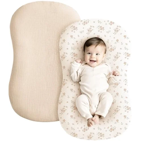 Konssy Muslin Baby Lounger Cover (Cotton, Breathable, 2 Pack) Blossom Pink lc04l