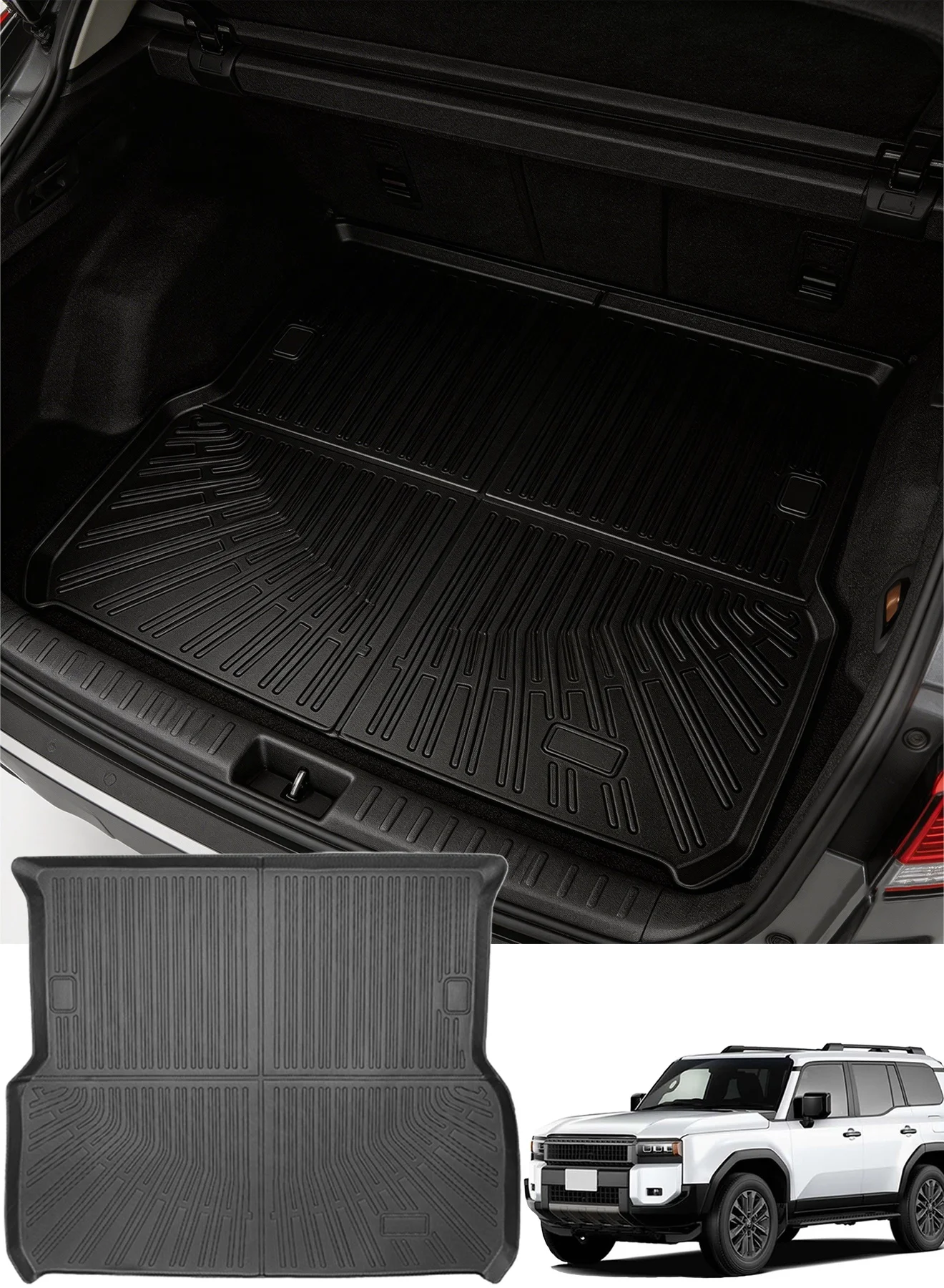 Delehehe Cargo Liner Trunk Mat for Land Cruiser LC300 2022-2025 (Black, 5-7 Seater) xku3z