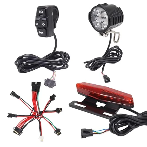 Onature Ebike Light Kit 36V 48V Electric Bike Headlight with Horn and Rear Rack Mount Tail Light with Turn Signal and Brake Function (50mm 80mm) yflfp