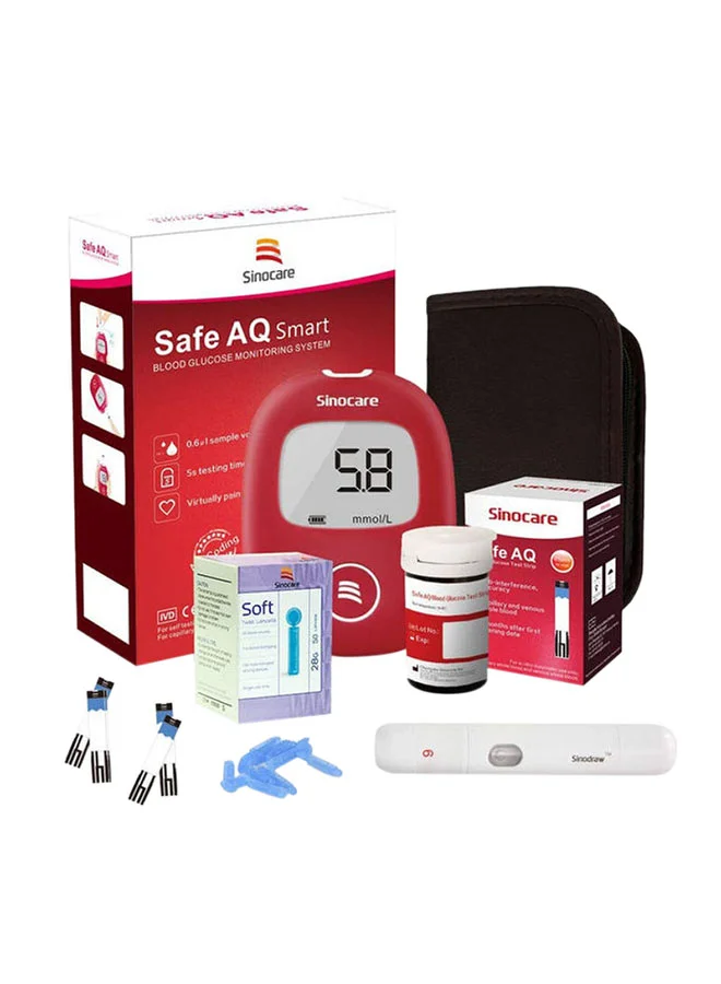 Sinocare Safe AQ Voice Blood Glucose Meter Kit with 50 Test Strips and Lancets (Premium Diagnostic Device) dbl1b