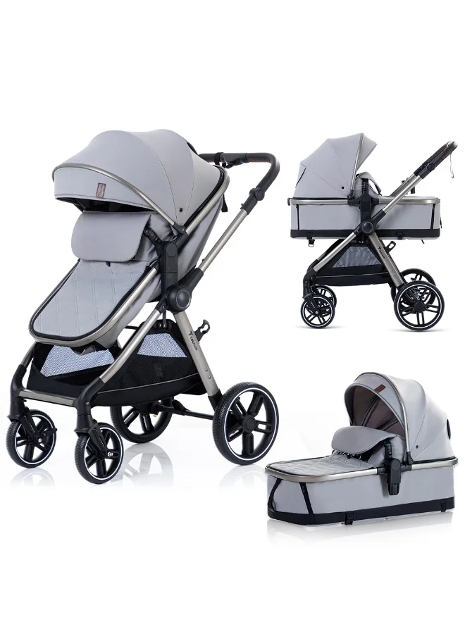 TEKNUM 3-in-1 Travel Prime Stroller Premium Foldable Pushchair for Infants and Toddlers (Grey) i5wkz