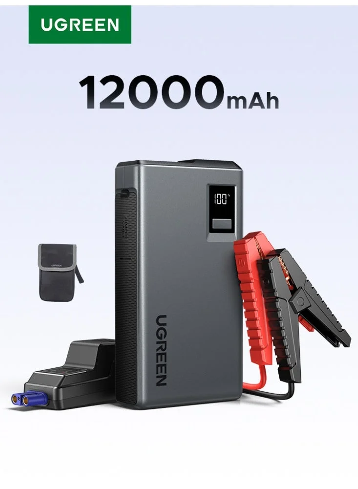 Ugreen Car Battery Jumper Starter 1000A 12V Portable Power Pack (12000mAh, 6L Engine Support, Digital Display, LED Light) wmrkc