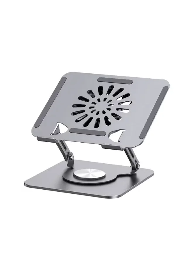 Rock Pow Laptop Stand with Cooling Fan 360 Degree Rotating Adjustable Metal Notebook Holder (Silver, 25 cm) tkaw9
